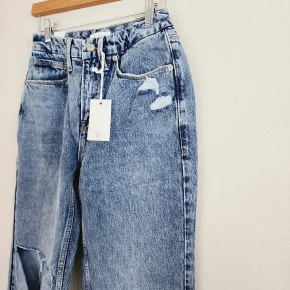 NEW Good American 90's Duster Straight Leg High Waisted Jean